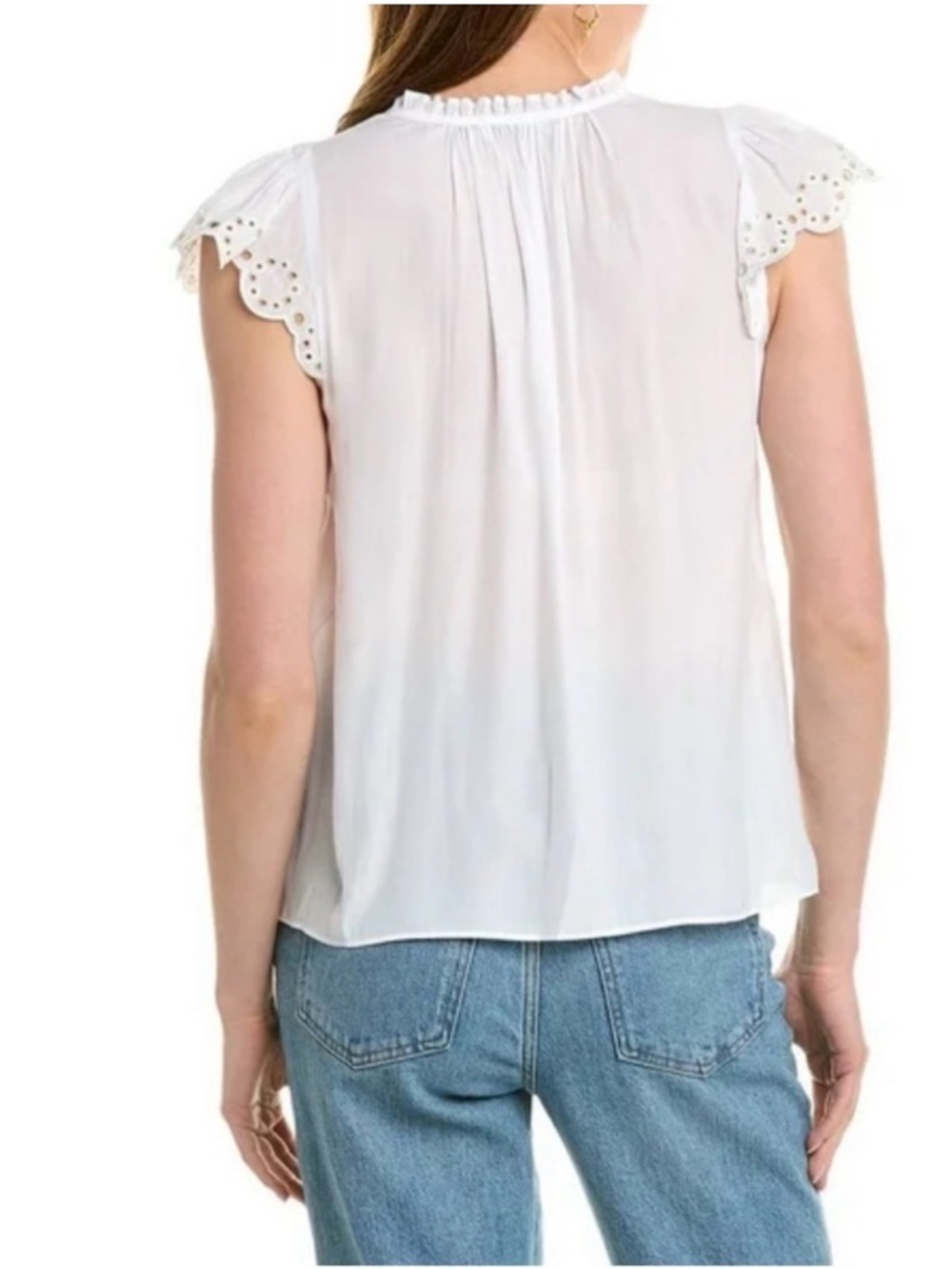 Ramy Brook Cream Ruffled Relaxed Blouse - Picture 2 of 15